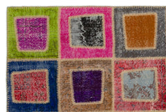 Iskece Beige Patchwork Wool Handmade Area Rug 5'3" x 7'11"