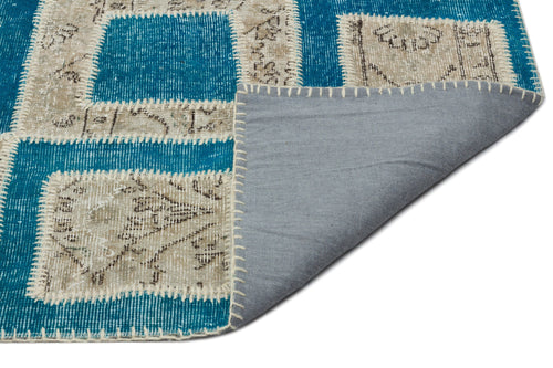 Iskece Turquoise Vintage Wool Handmade Area Rug 5'3" x 7'11"