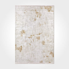 Digital Print Area Rug - Washable Non Slip Green Cream Striped Chenille Carpet