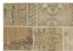 Iskece 21426 Beige Patchwork Wool Handmade Area Rug 5'3" x 7'7"