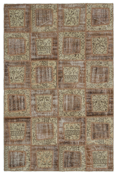 Iskece Brown Vintage Wool Handmade Area Rug 5'3" x 7'11"