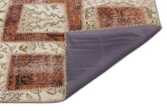 Iskece 21436 Beige Patchwork Wool Handmade Area Rug 5'3" x 7'11"