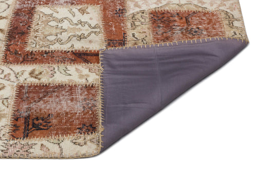 Iskece 21436 Beige Patchwork Wool Handmade Area Rug 5'3" x 7'11"