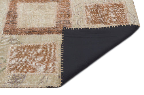 Iskece Beige Vintage Wool Handmade Area Rug 5'3" x 7'11"