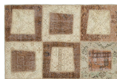 Iskece 21441 Beige Patchwork Wool Handmade Area Rug 5'3" x 7'11"
