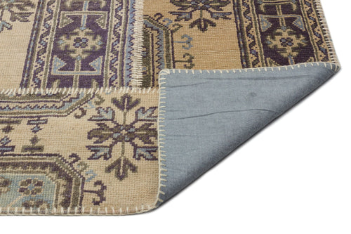 Iskece 21444 Beige Patchwork Wool Handmade Area Rug 5'3" x 7'7"