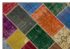 Iskece 21469 Beige Patchwork Wool Handmade Area Rug 5'4" x 7'7"