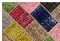 Iskece 21470 Beige Patchwork Wool Handmade Area Rug 5'3" x 7'7"