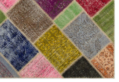 Iskece 21470 Beige Patchwork Wool Handmade Area Rug 5'3" x 7'7"