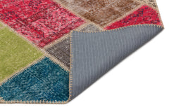 Iskece 21471 Beige Patchwork Wool Handmade Area Rug 5'3" x 7'8"