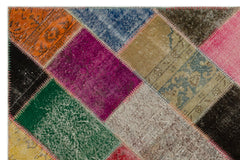 Iskece Beige Patchwork Wool Handmade Area Rug 5'4" x 7'10"