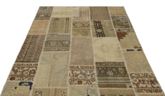 Iskece 21499 Beige Patchwork Wool Handmade Area Rug 5'3" x 7'7"