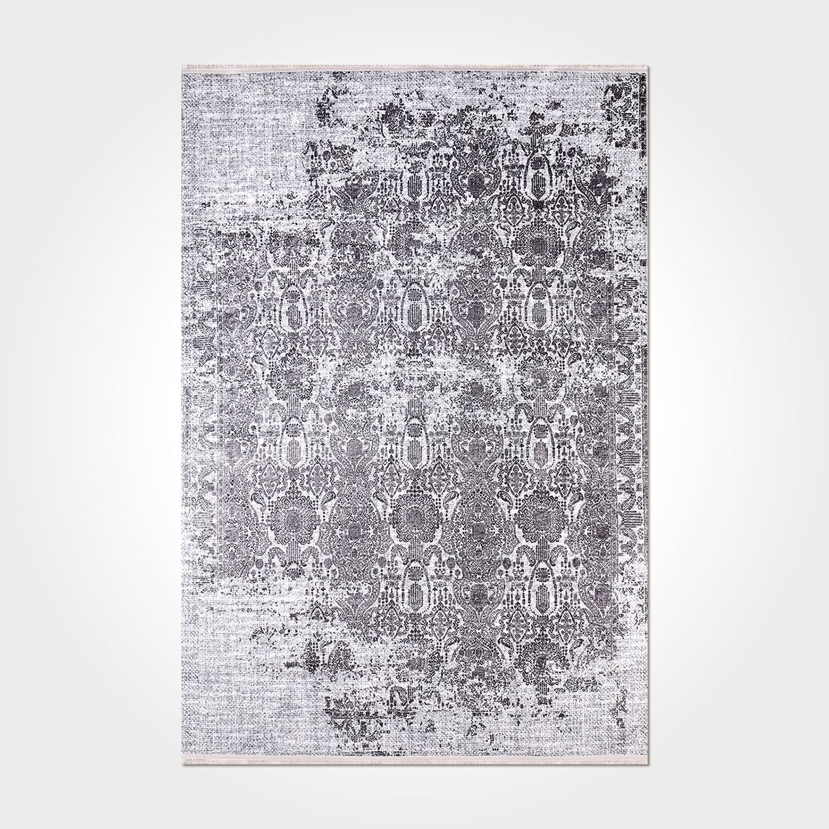 Vintage Chenille Rug – Washable Non Slip Cotton Area Rug Grey Carpet