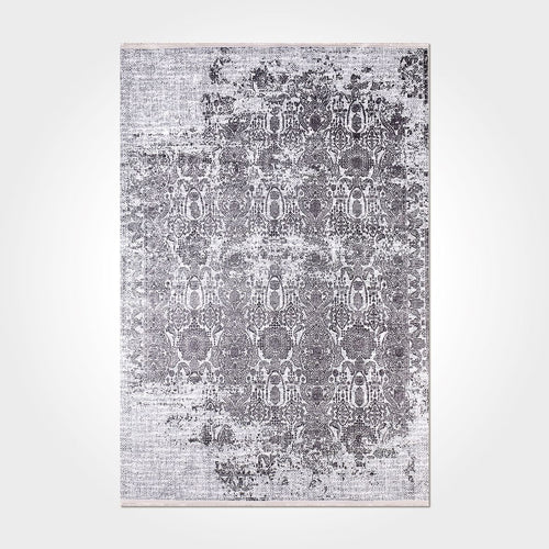 Vintage Chenille Rug – Washable Non Slip Cotton Area Rug Grey Carpet