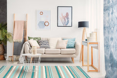 Blue Striped Cotton Kilim – Antibacterial Washable Non Slip Flatweave Rug