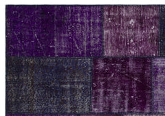 Iskece 21505 Purple Patchwork Wool Handmade Area Rug 5'3" x 7'7"