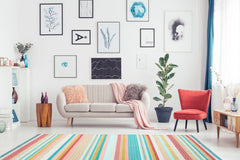 Wiener Neudorf Blue Striped Cotton Kilim