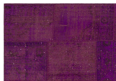 Iskece 21523 Purple Patchwork Wool Handmade Area Rug 5'3" x 7'7"