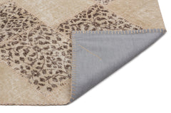 Iskece 21547 Beige Patchwork Wool Handmade Area Rug 5'3" x 7'8"