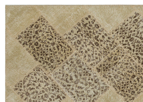 Iskece 21547 Beige Patchwork Wool Handmade Area Rug 5'3" x 7'8"