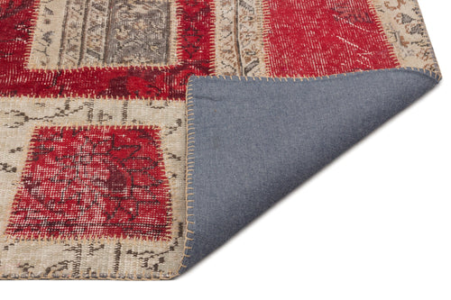 Iskece Red Vintage Wool Handmade Area Rug 5'3" x 7'8"