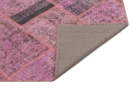 Iskece Pink Vintage Wool Handmade Area Rug 5'3" x 7'8"