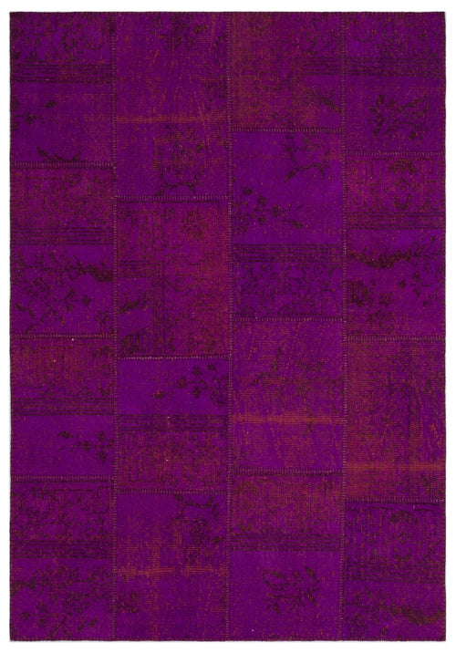Iskece Purple Vintage Wool Handmade Area Rug 5'3" x 7'8"