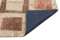 Iskece 21584 Beige Patchwork Wool Handmade Area Rug 5'3" x 7'8"