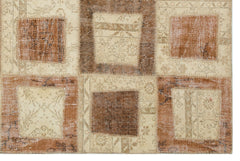 Iskece 21584 Beige Patchwork Wool Handmade Area Rug 5'3" x 7'8"
