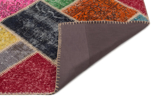 Iskece 21601 Beige Patchwork Wool Handmade Area Rug 5'3" x 7'8"