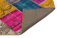 Iskece 21605 Beige Patchwork Wool Handmade Area Rug 5'3" x 7'8"