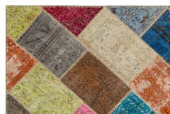 Iskece 21606 Beige Patchwork Wool Handmade Area Rug 5'3" x 7'8"