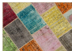 Iskece 21613 Beige Patchwork Wool Handmade Area Rug 5'3" x 7'8"