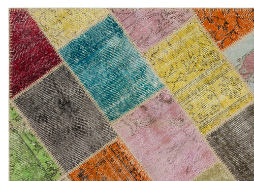 Iskece 21613 Beige Patchwork Wool Handmade Area Rug 5'3" x 7'8"