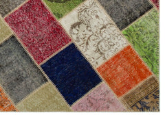 Iskece 21613 Beige Patchwork Wool Handmade Area Rug 5'3" x 7'8"
