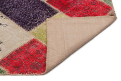 Iskece 21618 Beige Patchwork Wool Handmade Area Rug 5'3" x 7'8"