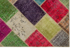 Iskece 21618 Beige Patchwork Wool Handmade Area Rug 5'3" x 7'8"