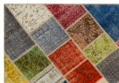 Iskece 21620 Beige Patchwork Wool Handmade Area Rug 5'3" x 7'8"