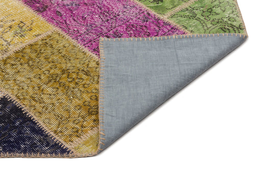 Iskece 21634 Beige Patchwork Wool Handmade Area Rug 5'3" x 7'8"