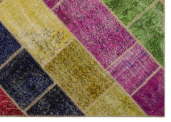 Iskece 21634 Beige Patchwork Wool Handmade Area Rug 5'3" x 7'8"