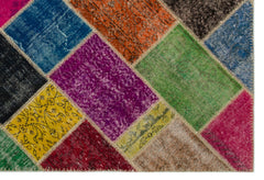 Iskece 21635 Beige Patchwork Wool Handmade Area Rug 5'3" x 7'8"