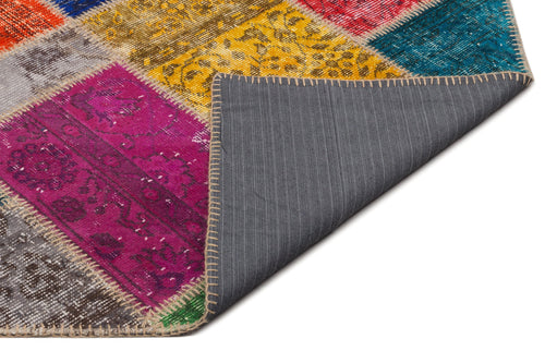 Iskece 21638 Beige Patchwork Wool Handmade Area Rug 5'3" x 7'8"