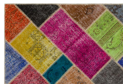 Iskece 21640 Beige Patchwork Wool Handmade Area Rug 5'3" x 7'8"