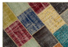Iskece 21643 Beige Patchwork Wool Handmade Area Rug 5'3" x 7'8"