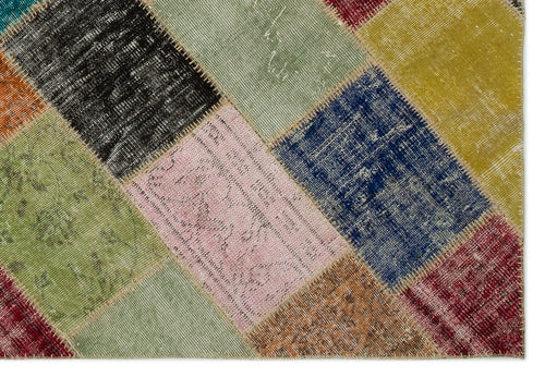 Iskece 21643 Beige Patchwork Wool Handmade Area Rug 5'3" x 7'8"