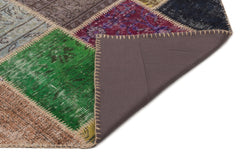 Iskece 21651 Beige Patchwork Wool Handmade Area Rug 5'3" x 7'8"
