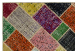 Iskece 21651 Beige Patchwork Wool Handmade Area Rug 5'3" x 7'8"