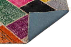 Iskece 21652 Beige Patchwork Wool Handmade Area Rug 5'3" x 7'8"