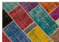 Iskece 21652 Beige Patchwork Wool Handmade Area Rug 5'3" x 7'8"