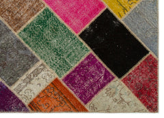 Iskece 21652 Beige Patchwork Wool Handmade Area Rug 5'3" x 7'8"